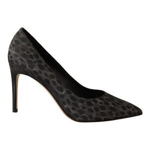 Sofia Black Leopard Leather Stiletto High Heels Pumps Women's Shoes